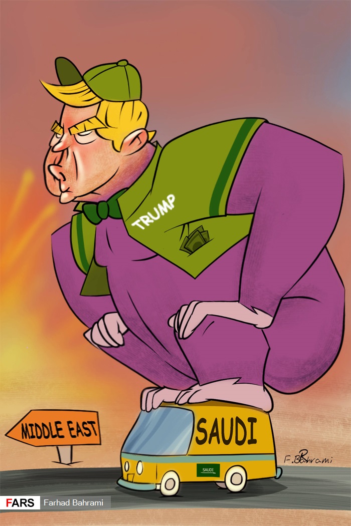 کاریکاتور / ترامپ؛ گوریل انگوری بنفش در خاورمیانه!
